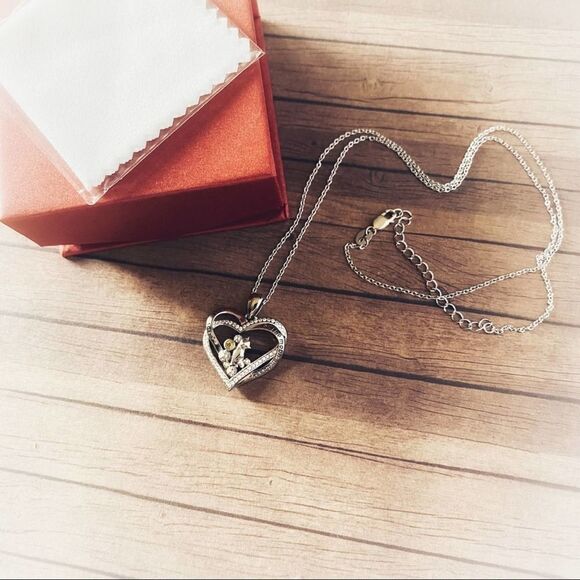 I Love You To The Moon And Back Cat Cz Sterling Silver Necklace - Picture 4 of 4